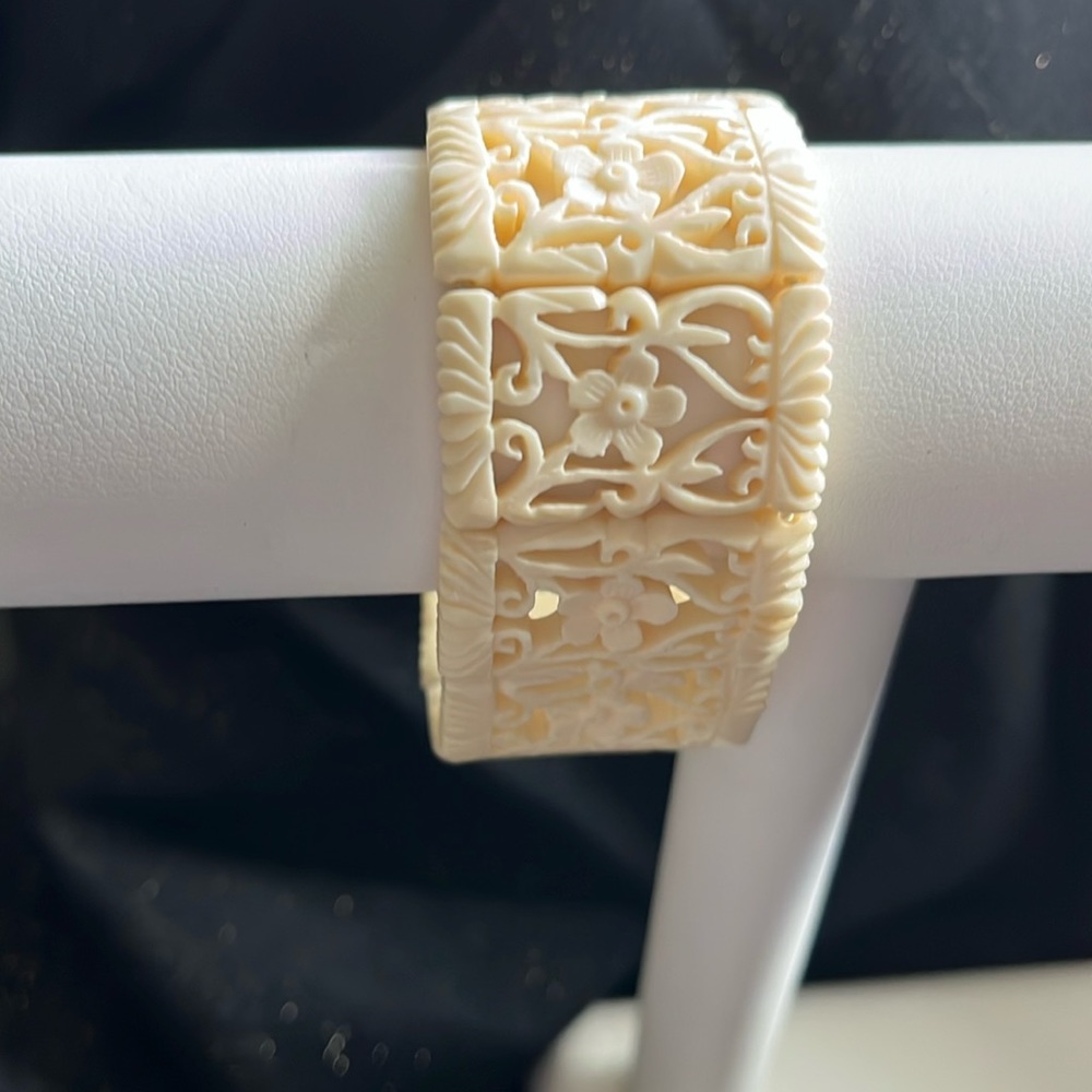 Vintage carved bone bracelet